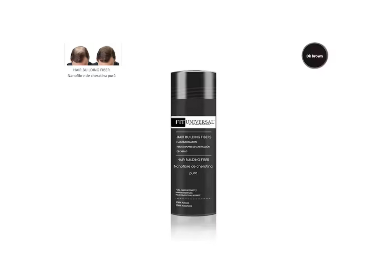 Nanofibre din Keratina pura pentru par rar, FITUNIVERSAL, pudra cu cu fibre pentru par mai des instant, rezistenta la apa, nanofibre de cheratina, Saten Inchis