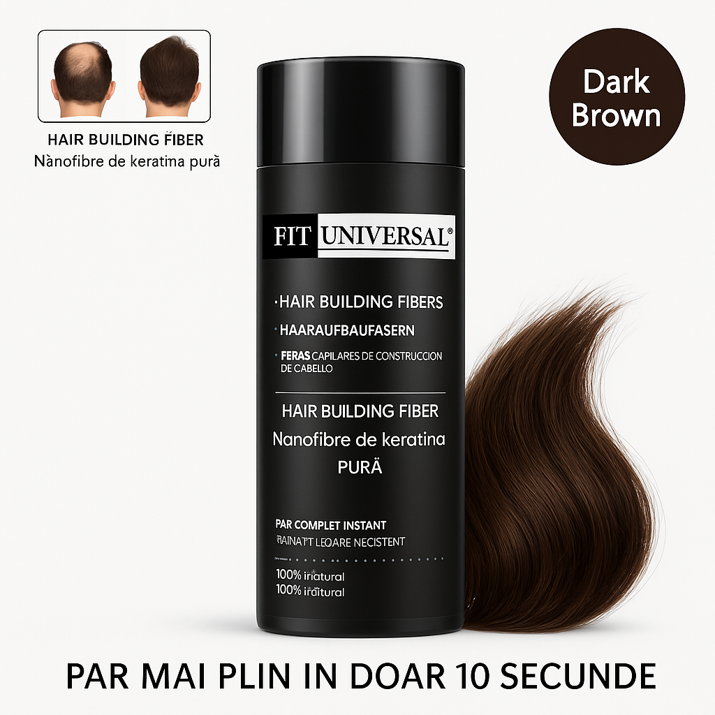 Nanofibre din Keratina pura pentru par rar, FITUNIVERSAL, pudra cu cu fibre pentru par mai des instant, rezistenta la apa, nanofibre de cheratina, Saten Inchis