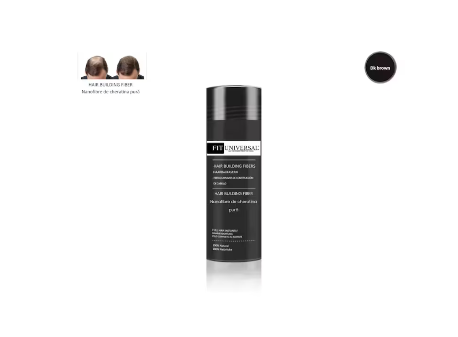 Nanofibre din Keratina pura pentru par rar, FITUNIVERSAL, pudra cu cu fibre pentru par mai des instant, rezistenta la apa, nanofibre de cheratina, Saten Inchis